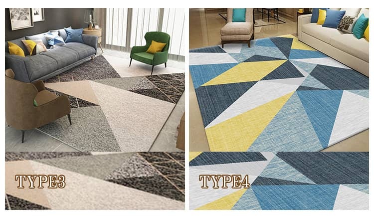 多様な幾何柄が組み合わせたカーペット