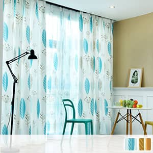 北欧風リーフデザインのレースカーテン