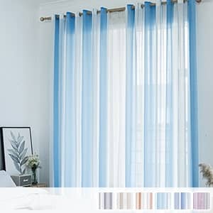 爽やかなストライプ柄のレースカーテン