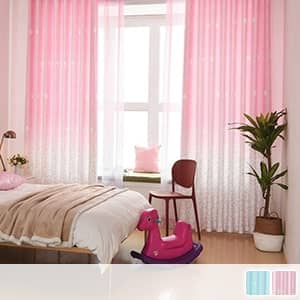 可愛い花柄グラデーションドレープカーテン