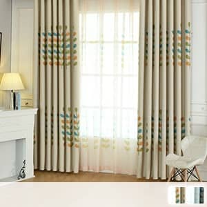 リーフ柄遮光カーテン,レース付きセット