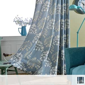 北欧風花柄のドレープカーテン