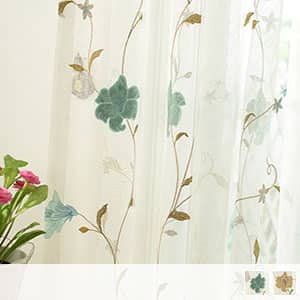 エレガントな花刺繍のレースカーテン