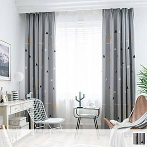 北欧風三角柄ドレープカーテン