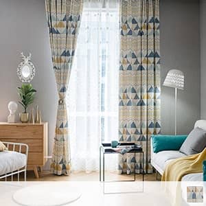 北欧風幾何柄のドレープカーテン
