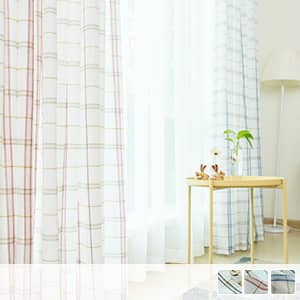 爽やかなチェック柄レースカーテン