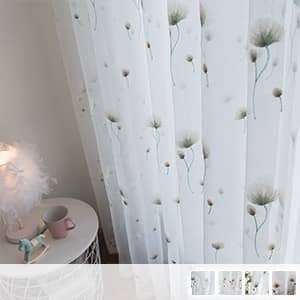 タンポポ刺繍のレースカーテン