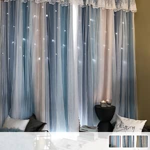 星柄を彫り出したまぼろしいの姫系一体型カーテン