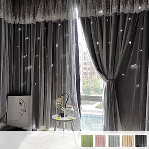 星柄を彫り出した姫系一体型カーテン