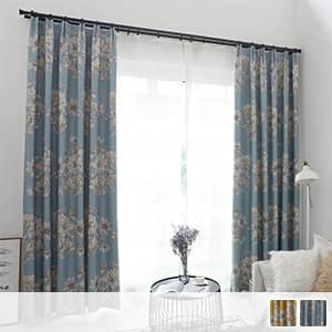 大き目の花柄遮光ドレープカーテン