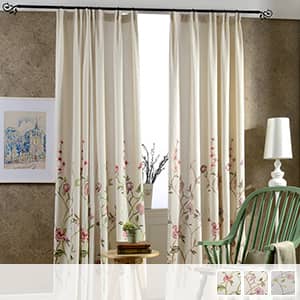 優雅な花刺繍ドレープカーテン