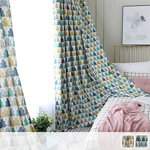 キュートな森柄プリントドレープカーテン