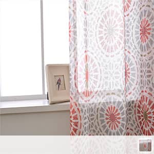 鮮やかな花火模様レースカーテン