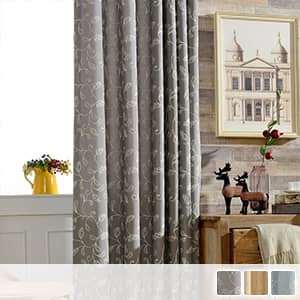 リーフ柄刺繍ドレープカーテン