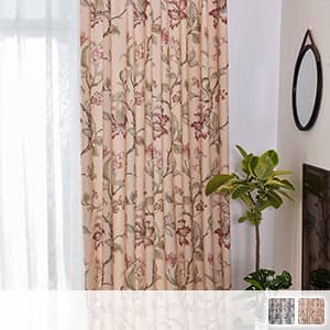 レトロなボタニカルプリントドレープカーテン