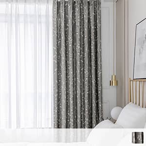 梅の花柄ドレープカーテン