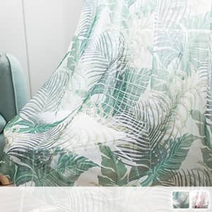 ハワイアンスタイルリーフ柄のレースカーテン