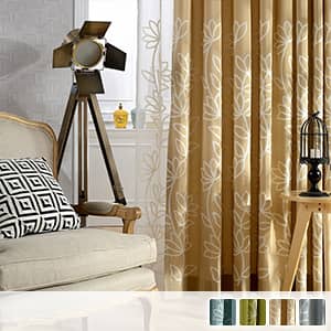 艶かしい蓮の花モチーフのドレープカーテン