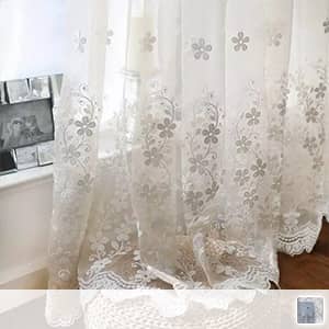 エレガントな小花柄刺繍のレースカーテン