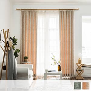 ドレープカーテン、ジャカード織で高級感あるリーフ柄