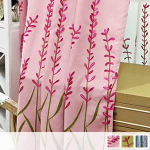 ロマンなラベンダー刺繍ドレープカーテン