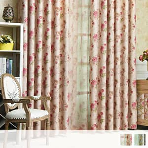 クラシカルな雰囲気が漂うボタンの花セットカーテン