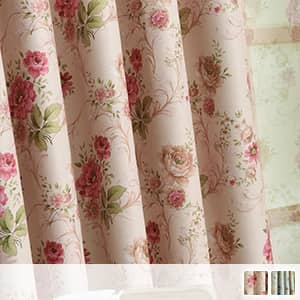 クラシカルな雰囲気が漂うボタンの花ドレープカーテン