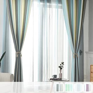 美しいマルチカラーのストライプ柄レースカーテン