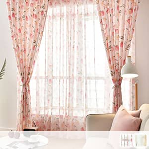 みずみずしいモモ柄レースカーテン