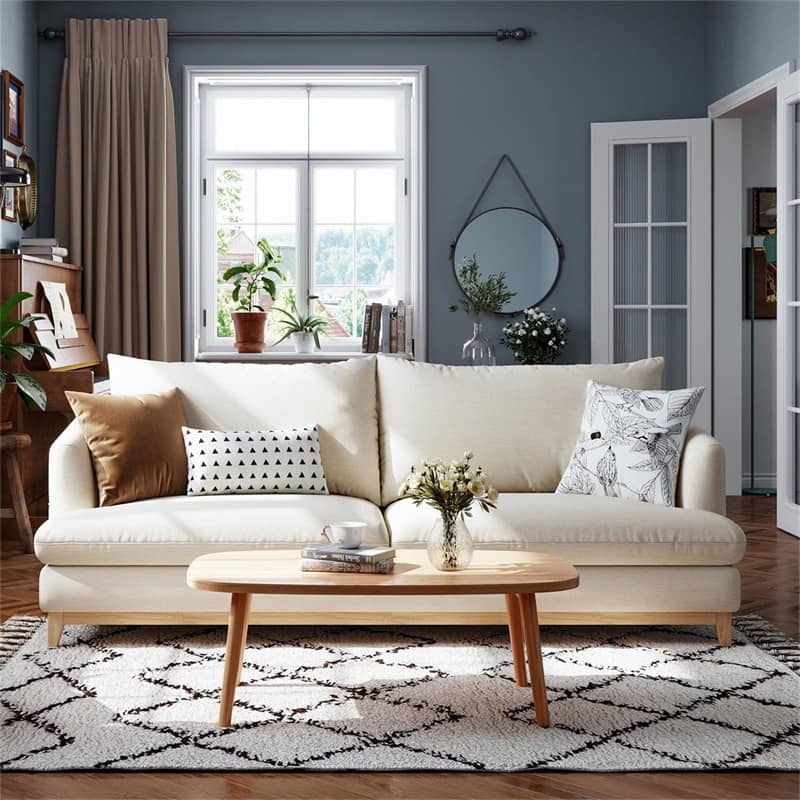 ナチュラル風のファブリックソファ