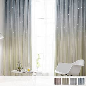 グラデーション生地に星柄を彫り出した姫系カーテン