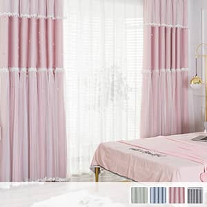 彫り出した星柄がおぼろげな中にある姫系カーテン