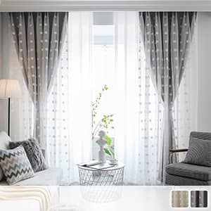 かわいいドット柄のレースと無地ドレープのコーディネットの姫系カーテン