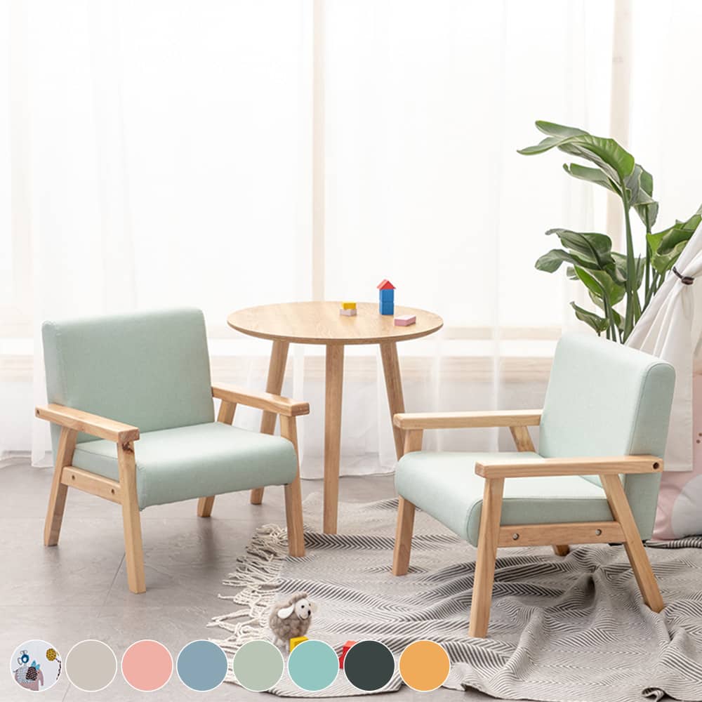 マカロン色のふわふわと座り心地よい子供椅子