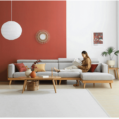 100％天然木木3/4人掛けソファ