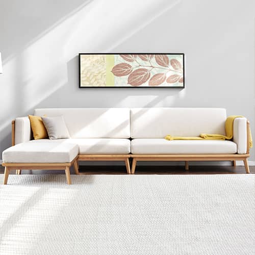 おしゃれなファブリック生地の4人掛けソファ