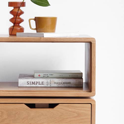 横幅40】サイドテーブル 引き出し付き オープン収納