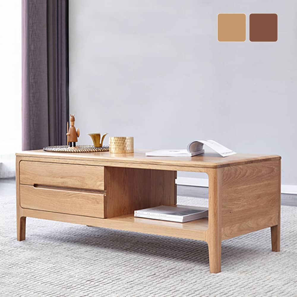 リモコンやメモ帳などいろいろ収納できる引出し付きでセンターテーブル
