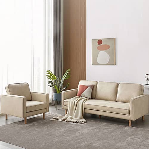 シンプルでモダンなデザインの1/3人掛けソファ