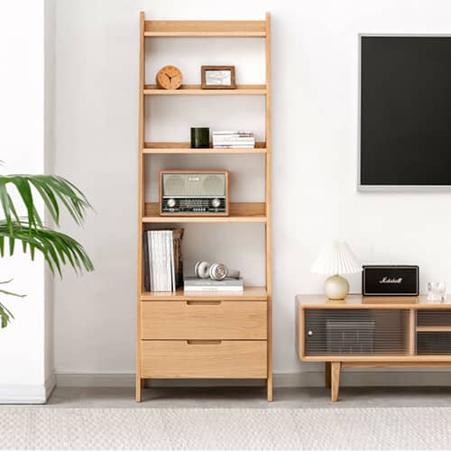 オープンラック・本棚,引き出しが2個付き,収納スペースがたっぷりありオープンラック