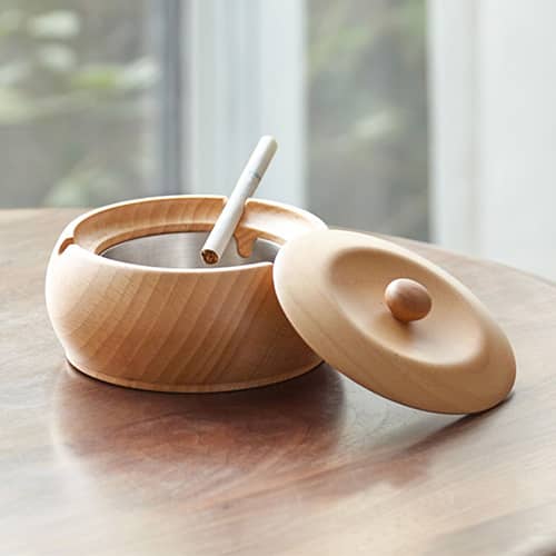 木製フタつき灰皿