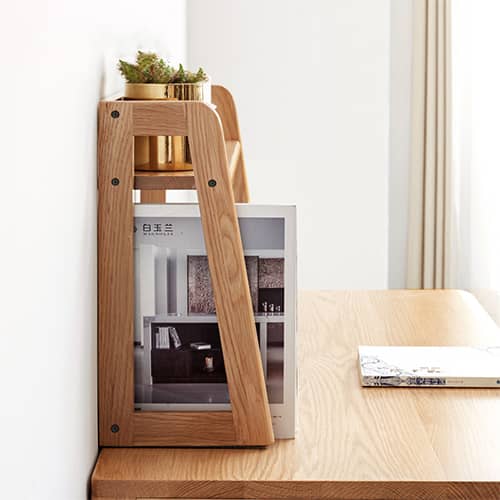 木製フック付きスタンドラック 木製机上ラック ブックスタンド