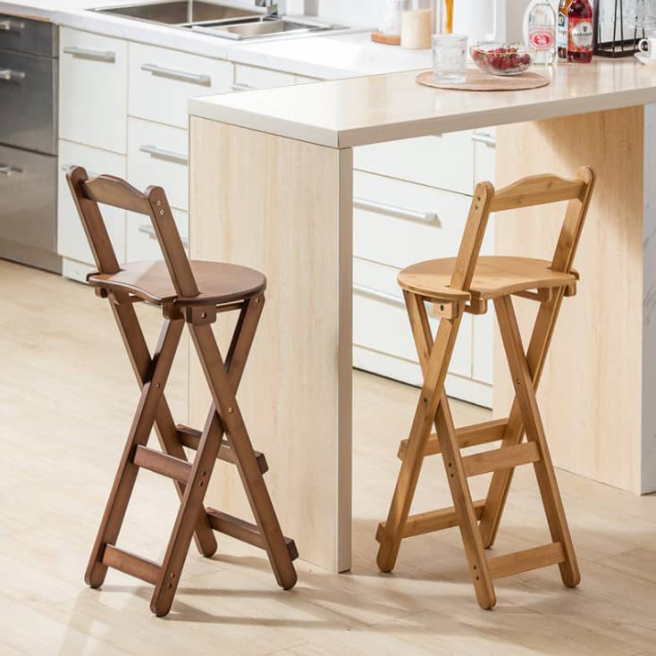 ナチュラルな竹集成材折りたたみ式スツール