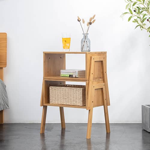 ナチュラルな竹集成材ナイトテーブル