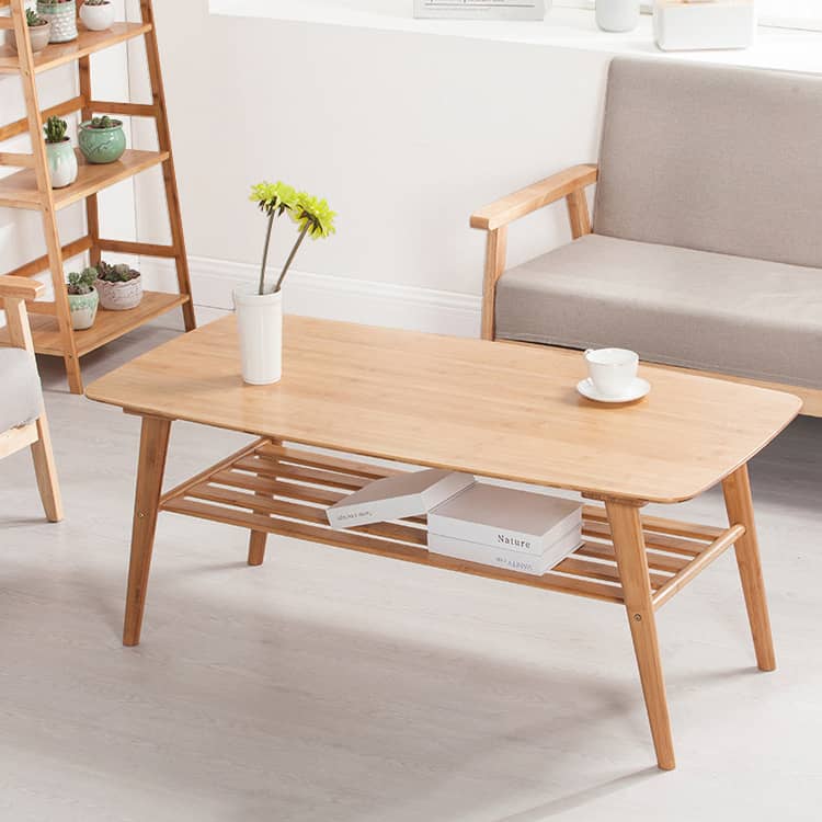 ナチュラルな竹集成材センターテーブル