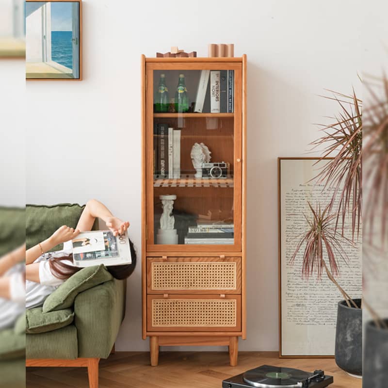 チェリー材チェスト、本棚