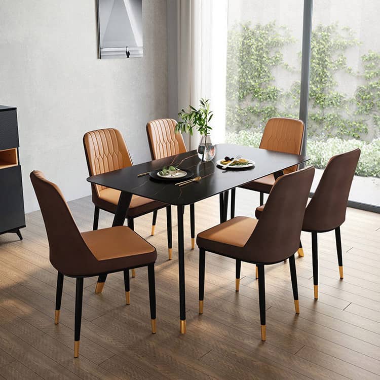 頑丈なスレート材質、おしゃれなダイニングテーブル＆チェアセット