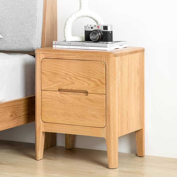Palpi ナイトテーブル サイドテーブル 引き出し2杯 オーク材 木製 無垢材