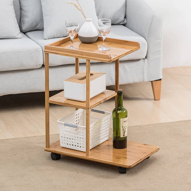 ナチュラルな竹集成材サイドテーブル