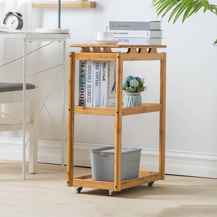 ナチュラルな竹集成材サイドテーブル